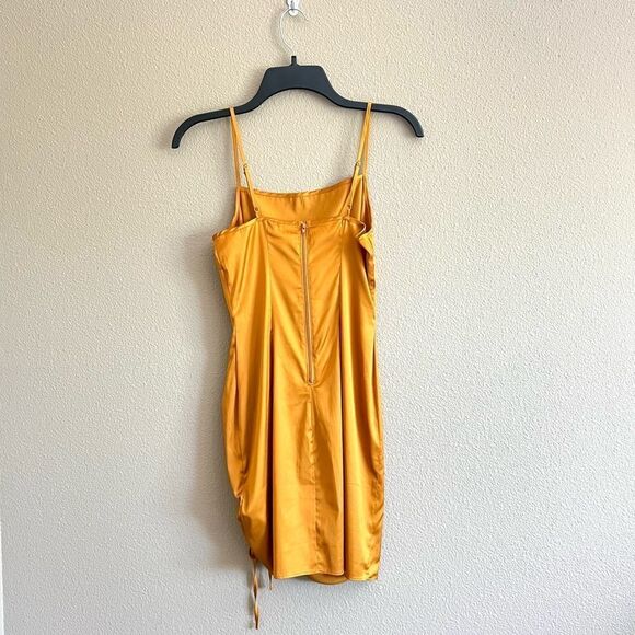 Guess Yellow Gold Satin Ruched Side Dress - Picture 5 of 6